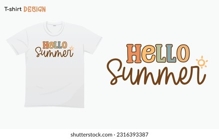 "Hello Summer" Funny summer Quote.Retro Summer vibes Summertime. i love summer .For stickers, t-shirts,mugs, etc. Eps 10. 