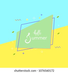 Hello Summer geometric banner. Vector illustration.