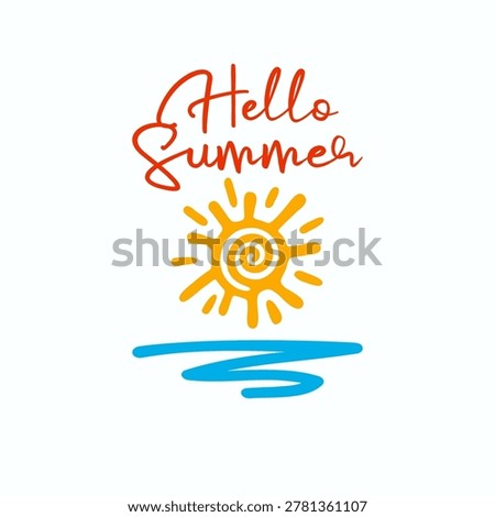 Hello summer gift logo. Social media story concept. Merch design