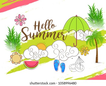 Hello Summer Greeting Card Background.