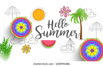 Hello Summer Greeting Card Background.