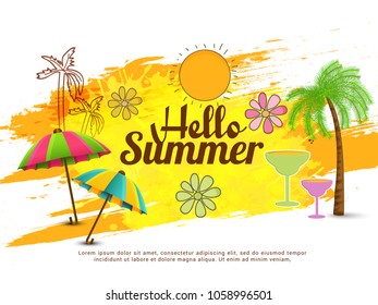 Hello Summer Greeting Card Background.