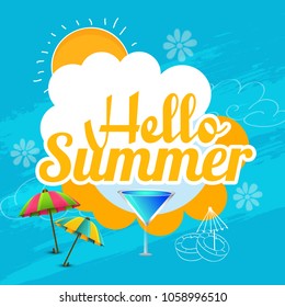 Hello Summer Greeting Card Background.