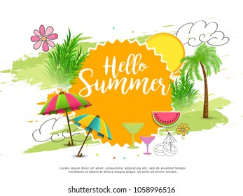 Hello Summer Greeting Card Background.