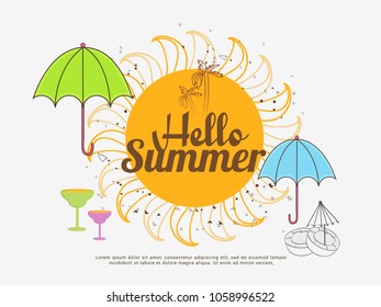 Hello Summer Greeting Card Background.