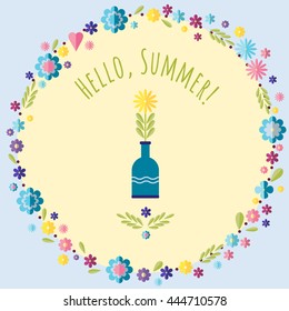Hello summer Greeting card in flat design