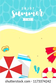 Hello summer greeting card, poster and banner design. Discount big sale offer for shopping lover. Summer is time to holiday and travel for traveler. Vector illustration