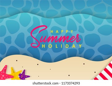 Hello summer greeting card, poster and banner design. Discount big sale offer for shopping lover. Summer is time to holiday and travel for traveler. Vector illustration