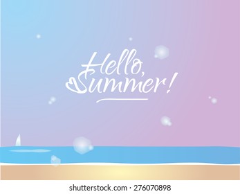 Hello summer greeting card vector illustration
