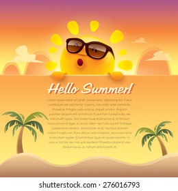 Hallo Sommer! Sommergrußkarte. Großer Textraum für Text.