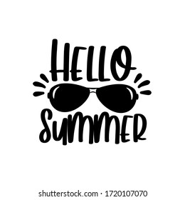 Hello Summer - greeting with cool sunglasses.
Good for T shirt, textile print, poster, and gift design.