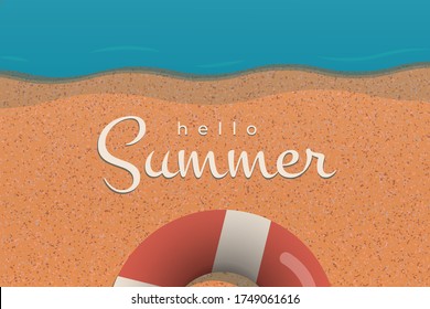 Hello Summer Greetings Text Typography Style Background on the Coast