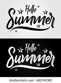 Hello Summer - Grunge Brush - Vector for greeting, holiday, season