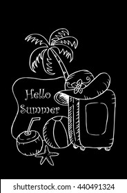 Hello Summer. Hand drawing illustration.