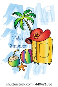 Hello Summer. Hand drawing illustration.