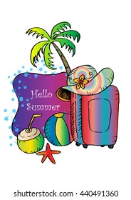 Hello Summer. Hand drawing illustration.