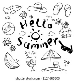 hello summer hand drawn