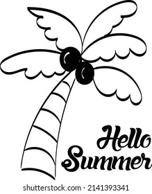 Hola, verano. Dibujo manual Hola fondo de verano para imprimir o usar como afiche, tarjeta, volante o camiseta