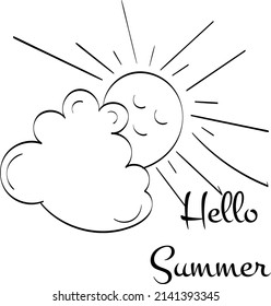 Hello Summer. Hand drawn Hello Summer Background for print or use as poster, card, flyer or T Shirt
