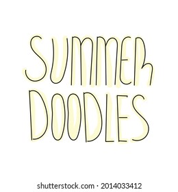 Hello Summer hand drawn brush lettering. Summes season vector illustration