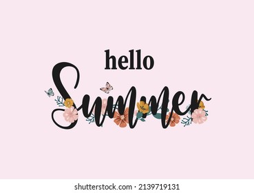 hello summer hand drawn design vector