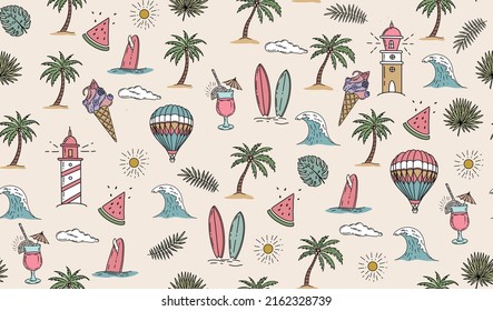 Hello Summer, hand drawn illustration.