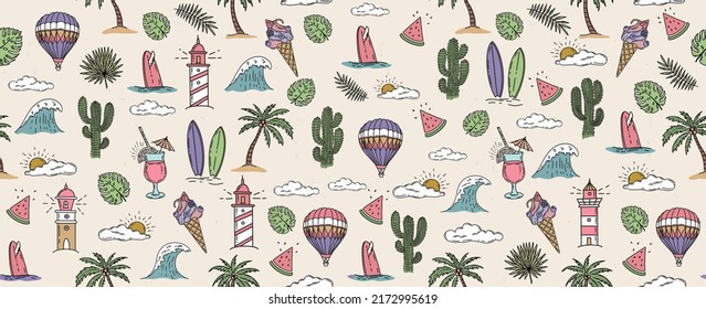Hola Summer, ilustración dibujada a mano.	