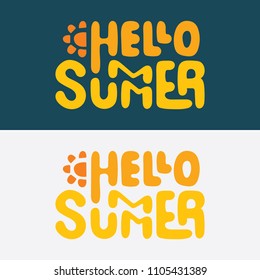 Hello summer hand drawn lettering. Summer concept vector illustration.