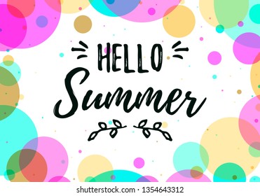 Hello summer hand drawn lettering isolated on white background for your design.