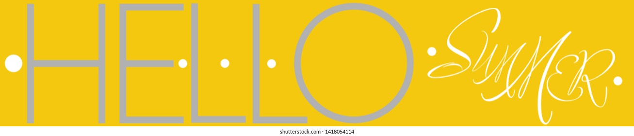 Hello summer - hand drawn lettering on yellow background. Flat vector illustration for seasonal design and decoration, greetings, cards, party invitations, posters, flyers, banners, prints, web.