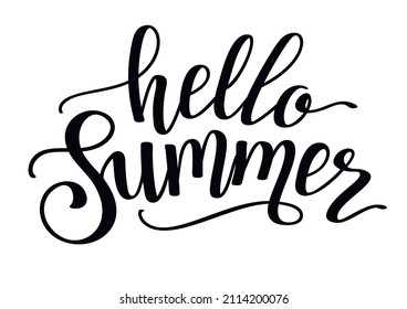 Hello summer hand drawn lettering. Vector illustration.