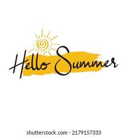 hello summer , Hello summer hand drawn lettering isolated on white background for your design, vector illustration