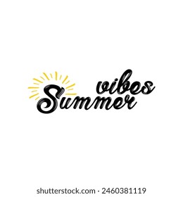 hello summer hand drawn lettering vector text composition isolated on white background Vector template EPS10