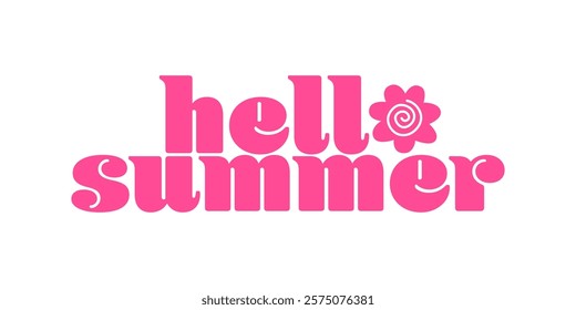 hello summer hand drawn lettering isolated on white background. handwritten, calligraphy design vector illustration.