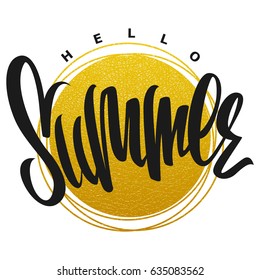 Hello summer hand drawn lettering vector