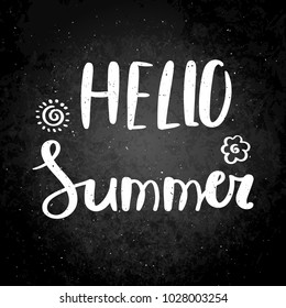 Hello summer. Hand drawn vector lettering phrase. Modern motivating calligraphy decor for wall, poster, prints, cards, t-shirts and other