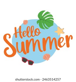 Hello summer hand drawn vector text illustration.
