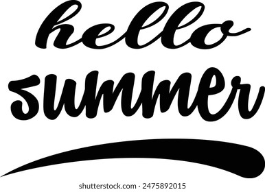 Hello summer hand drawn vector text illustration Vector template EPS 10