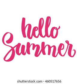 Hello Summer hand drawn vector modern calligraphy design. Perfect for greeting card, invitation, poster