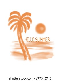 Hello Summer, hand drawn, vector art