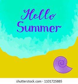 Hello summer hand lettering.