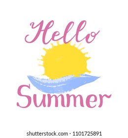 Hello summer hand lettering.