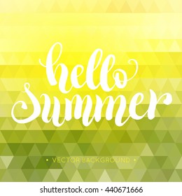 Hello summer hand lettering background. Vector illustration