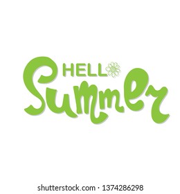 Hello summer. Hand lettering isolated on white background