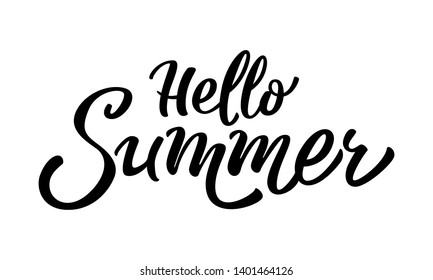 Hello Summer - hand lettering on a white background.