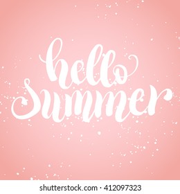 Hello summer hand lettering typography poster. Vector illustration