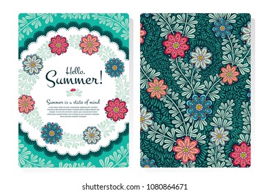 Hello Summer Hand Written Vector Lettering Design, Cute Flourish Illustration with Typography. Useful layout for greeting card, calendar, print and web design, poster, sale banner, mail, ads, shop