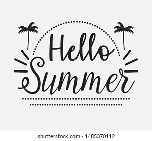 hello summer handwriting palm tree
