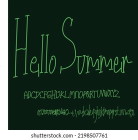 hello Summer Handwritten alphabet uppercase and lowercase font