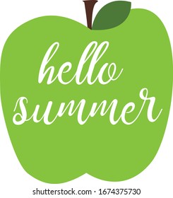 Hello summer. Handwritten lettering phrase with candy. Modern brush calligraphy. Summer quotes for  greeting cards, t-shirt print, posters. Vacation, travel,holidays concept. Isolated on white.Vector